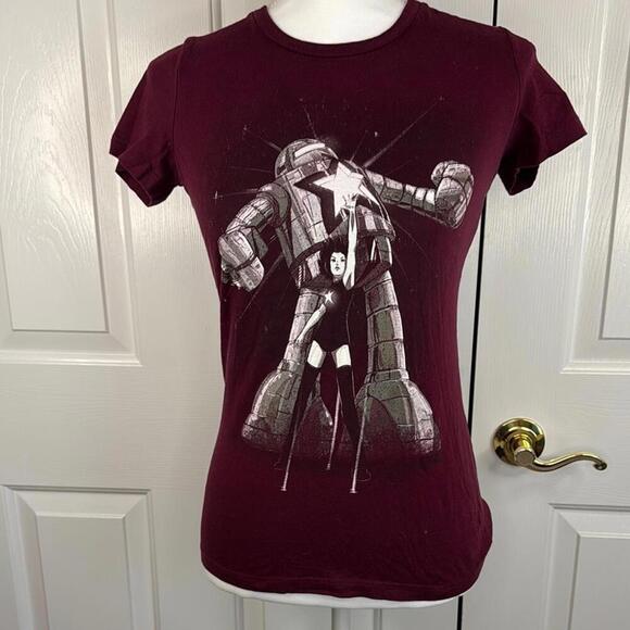 Threadless Tops - Star Power Chicks Graphic Tee - Maroon